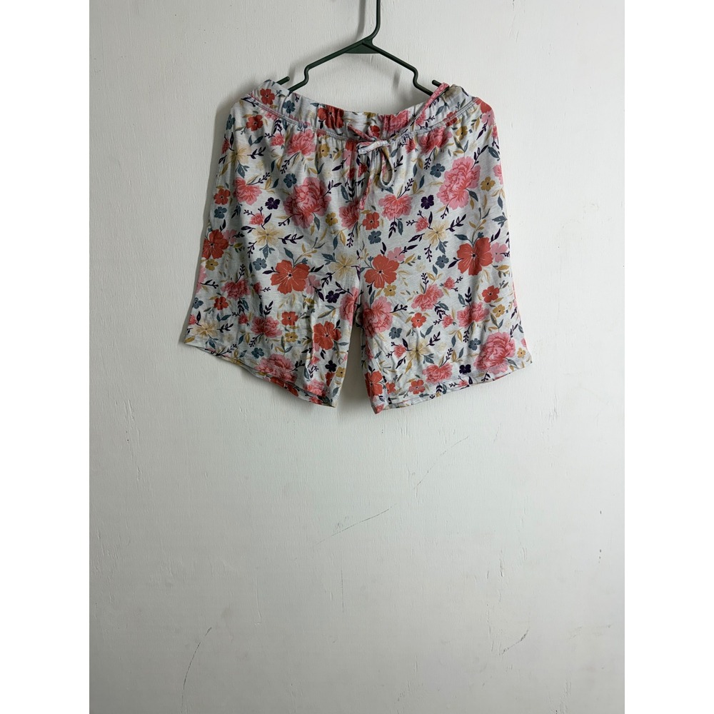 Jaclyn Intimates Floral Pajama Shorts Pink Coral Grey Sleepwear Large